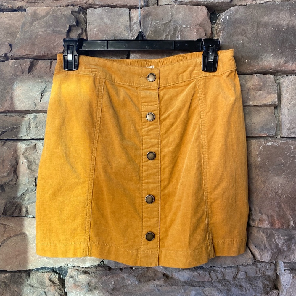 yellow mustard button skirt